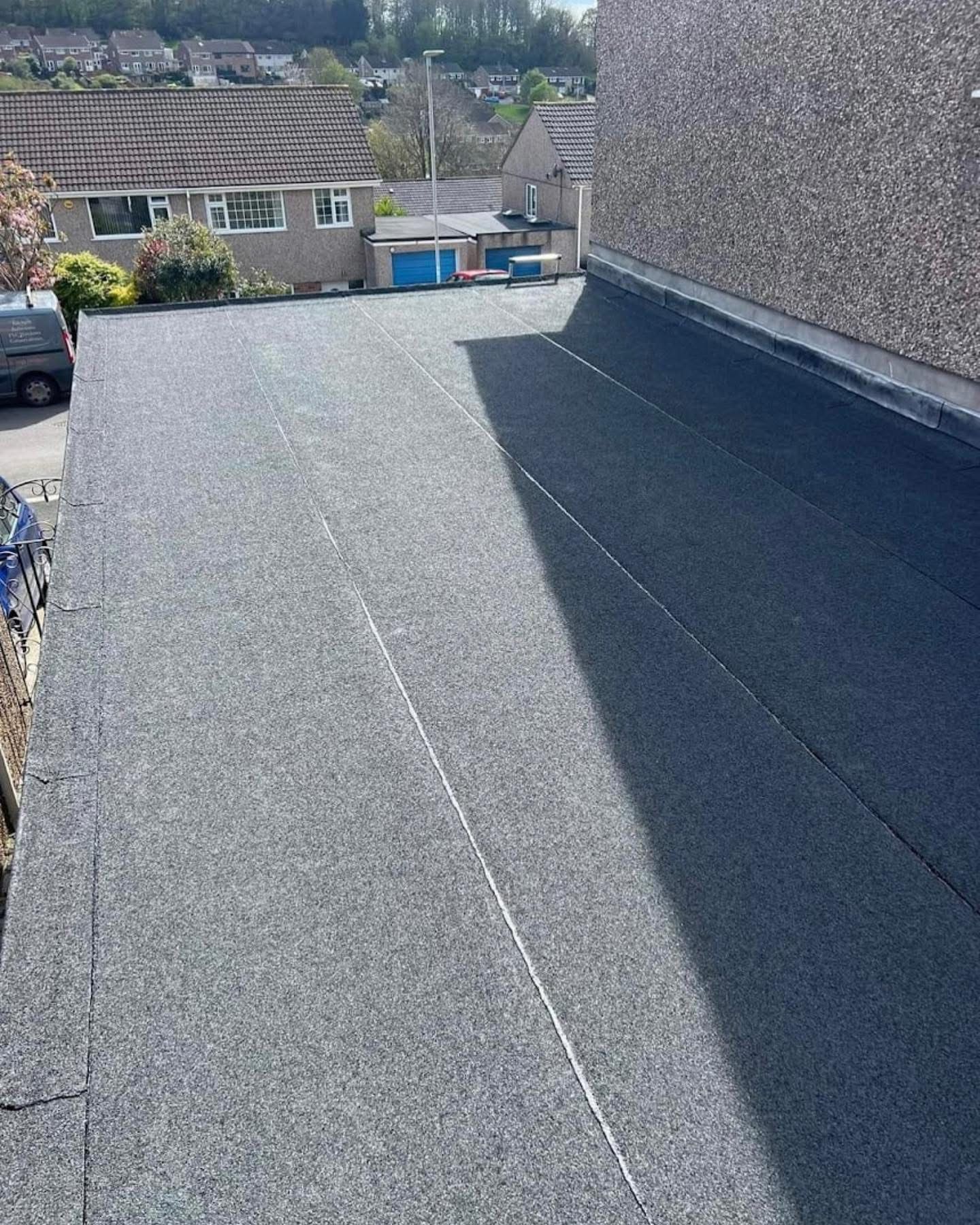 Newly installed flat roof on a residential extension